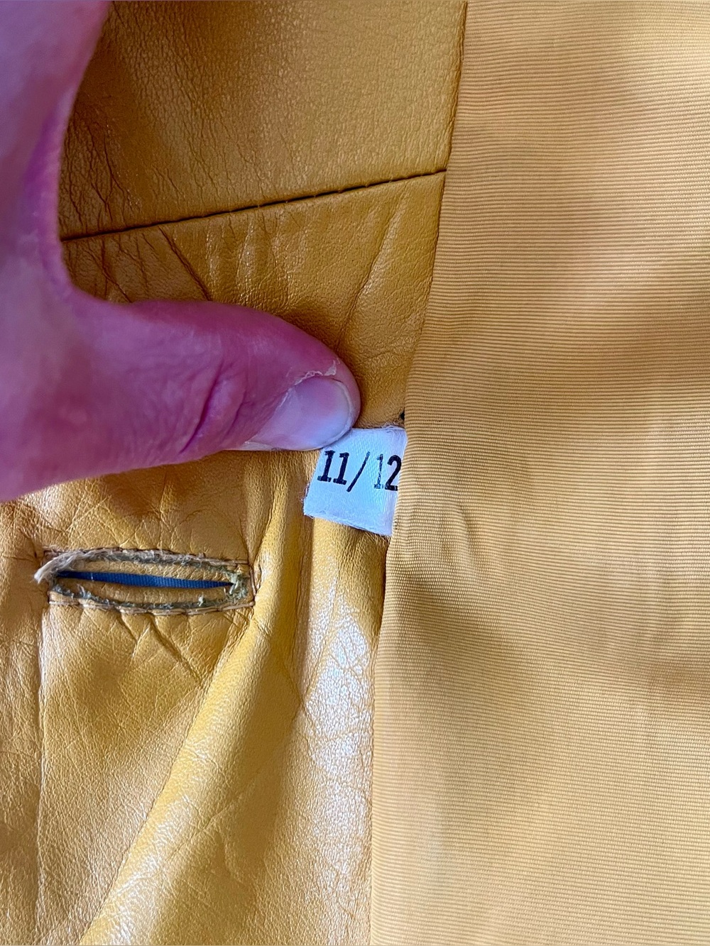 Vintage Mustard Yellow Leather Belted Trench Coat - Picture 6 of 9